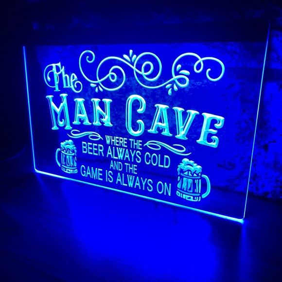 MAN CAVE LED NEON BLUE LIGHT SIGN 8x12 - Picture 3 of 3